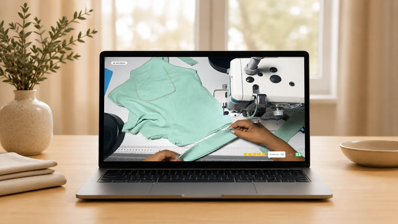 Curso da Jardineira Versátil aberto no notebook