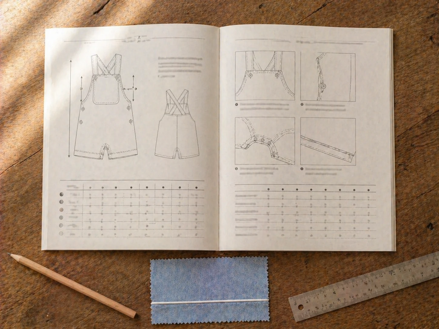 Manual de Bancada da Jardineira Versátil aberto em páginas duplas com tabelas técnicas e dicas da Gi